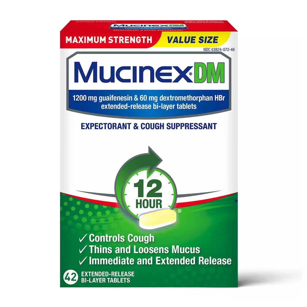 Mucinex Dm 1200 Mg Expectorant And Cough Suppressant Tablets, 42 Ea